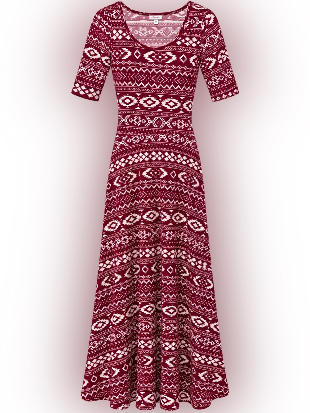 LuLaRoe Burgundy and White Aztec Ana Maxi Dress
